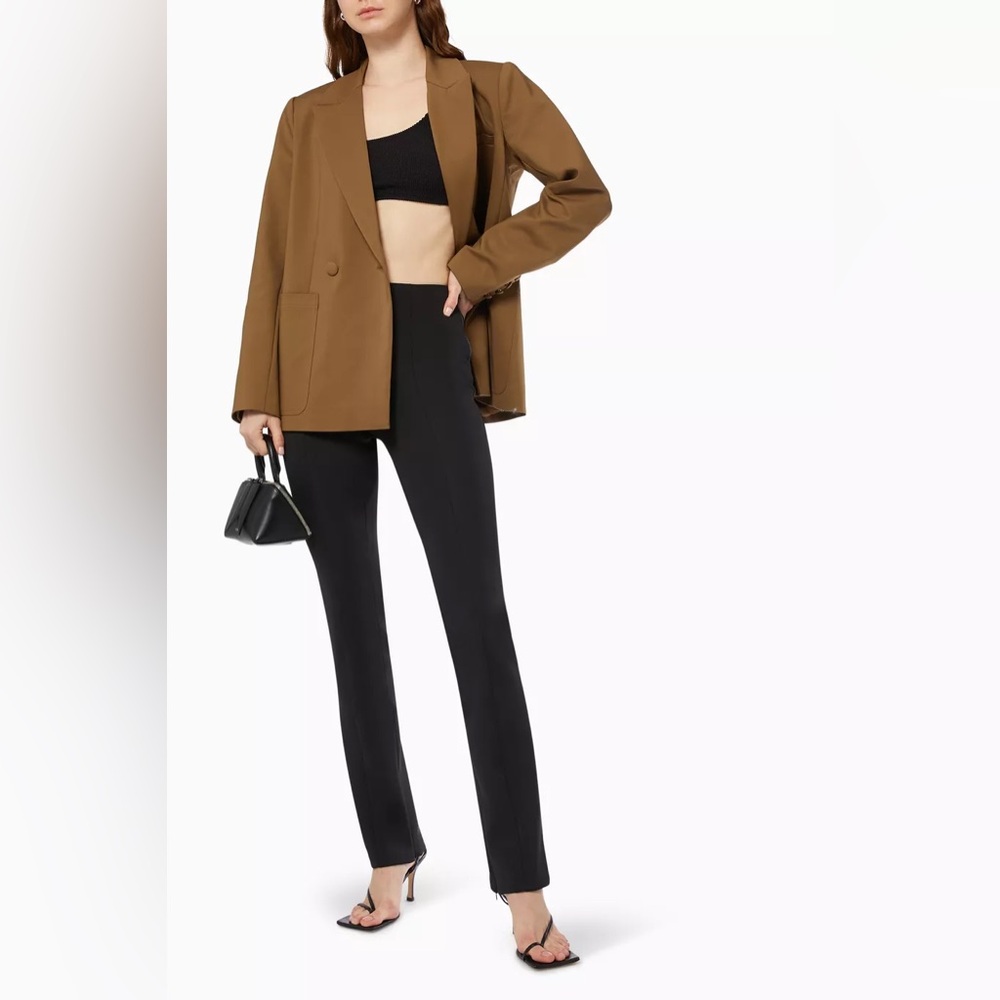 NEW GOOD AMERICAN The Boss Blazer 2.0 in Choc Brown Cotton Blend Size 1 (small)